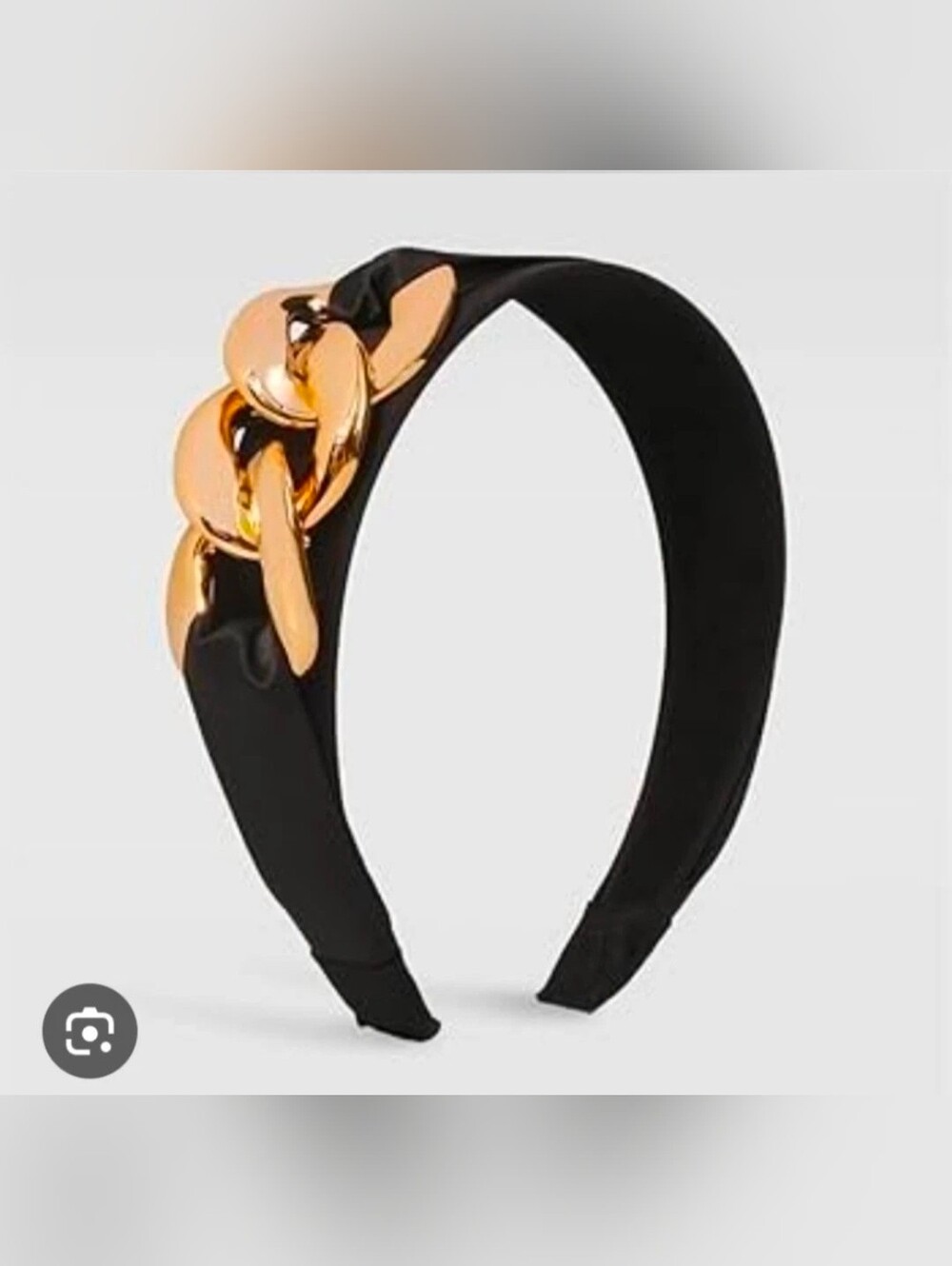 Wide Black Velour Headband Accented With Gold-tone Chunky Chainlink Accent